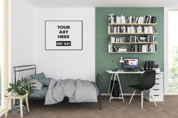 Enhancing Visual Storytelling with Study Room Interior Mockup Artwork