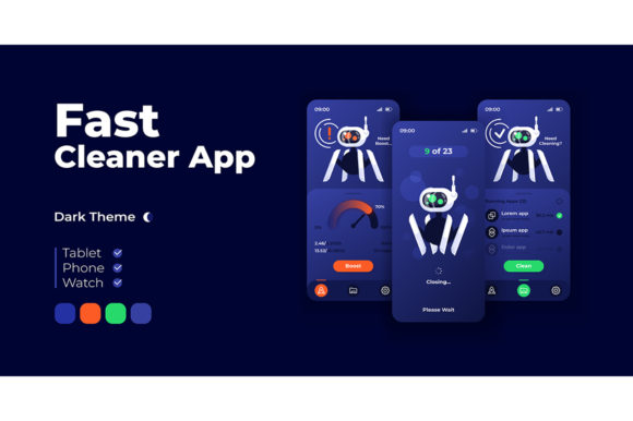 Fast Cleaner App Cartoon Interface