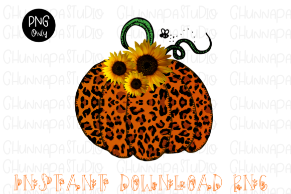 Leopard Buffalo Plaid Pumpkin Sunflowers Sublimation Design for Fall Projects