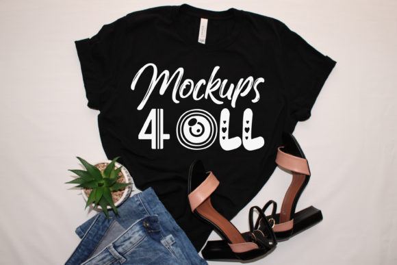 Mockup Woman Black T-shirt, Buffalo Paid